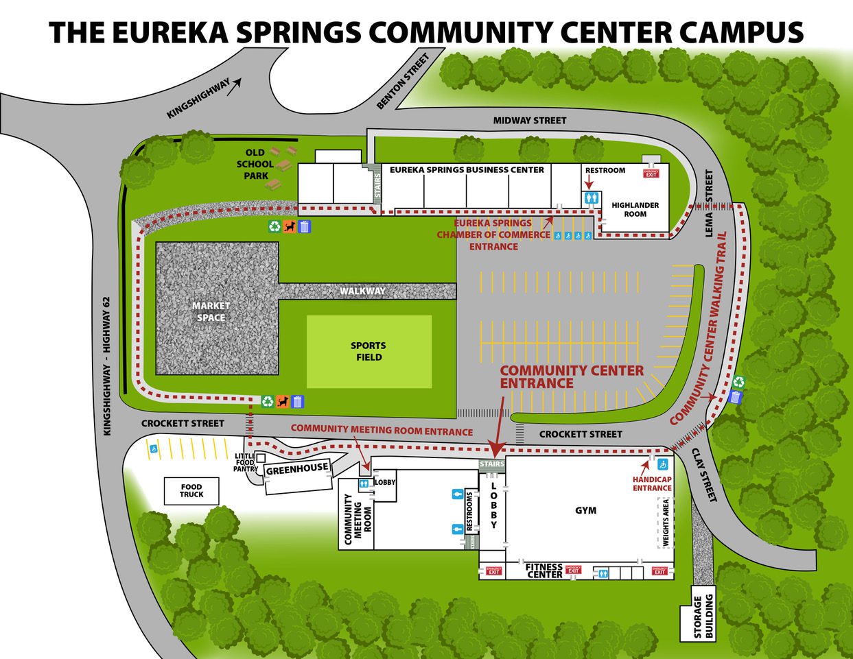 map of the layout of the community center campus