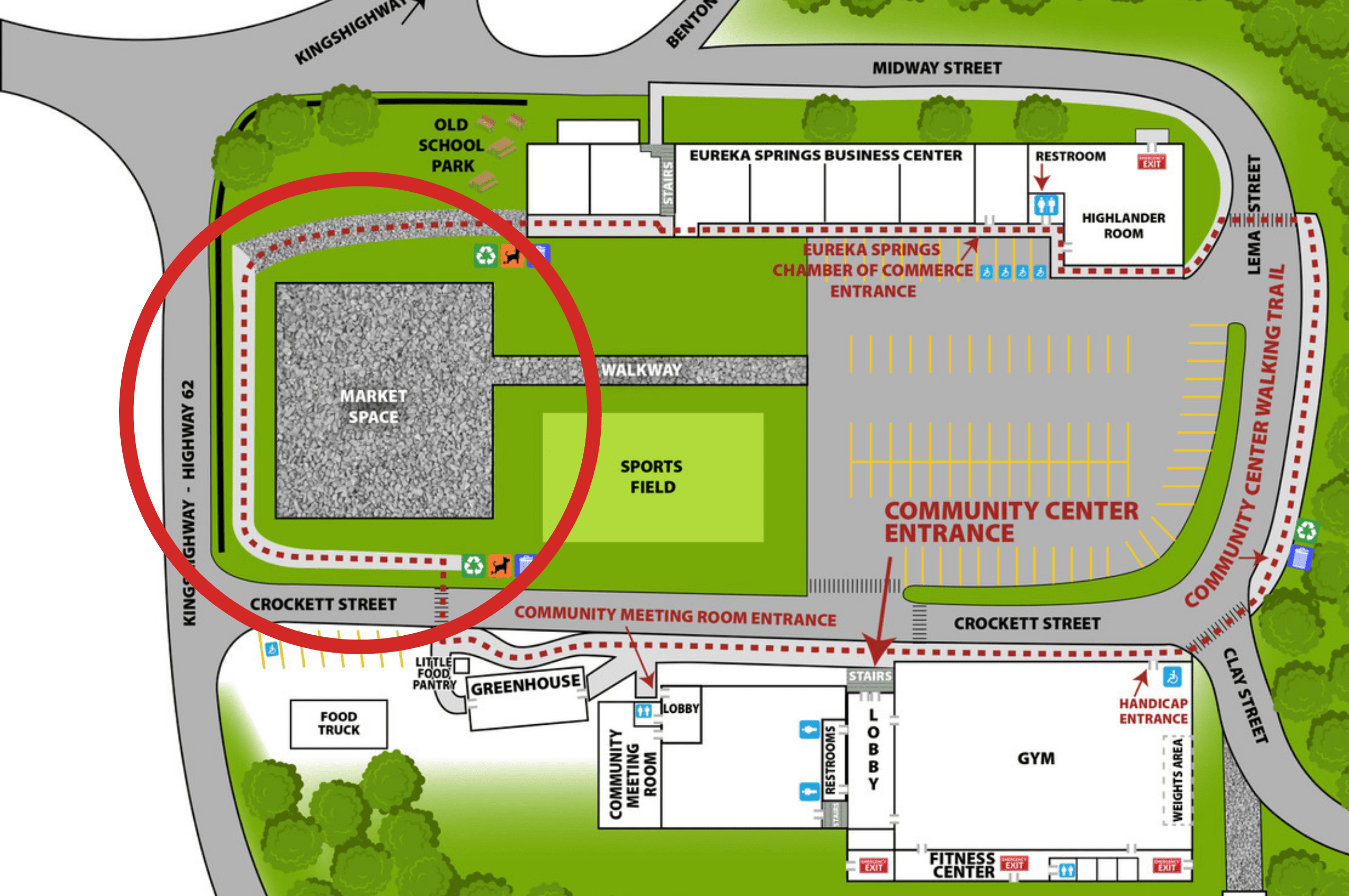 Campus Map with Market Space circled