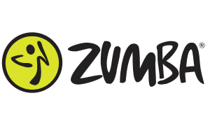Zumba logo black with bright green abstract dancer