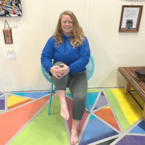 woman exercising in chair