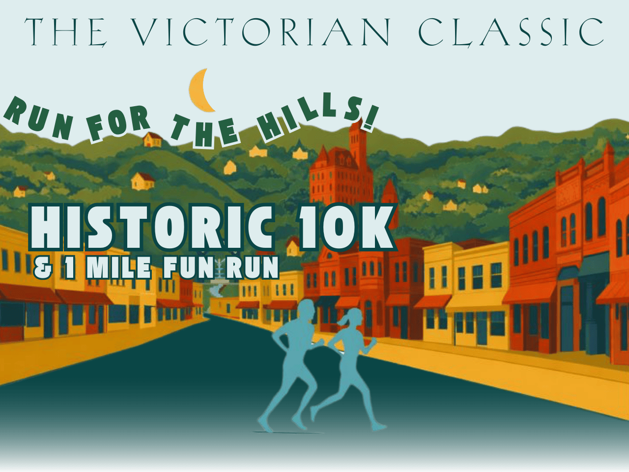 photo of Spring Street with runners in various colors superimposed over