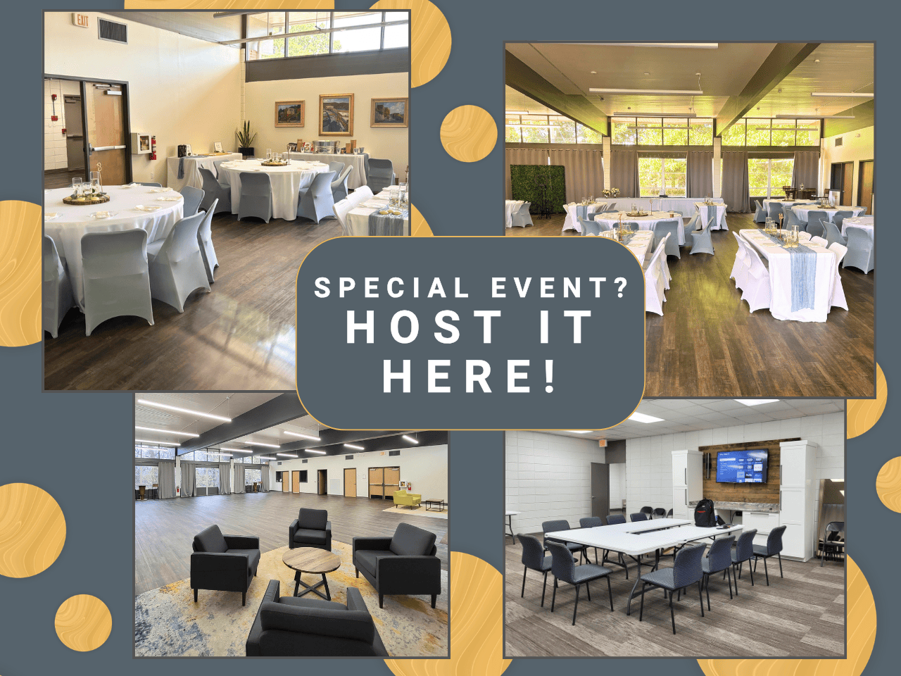 composite of different meeting room spaces available for rent